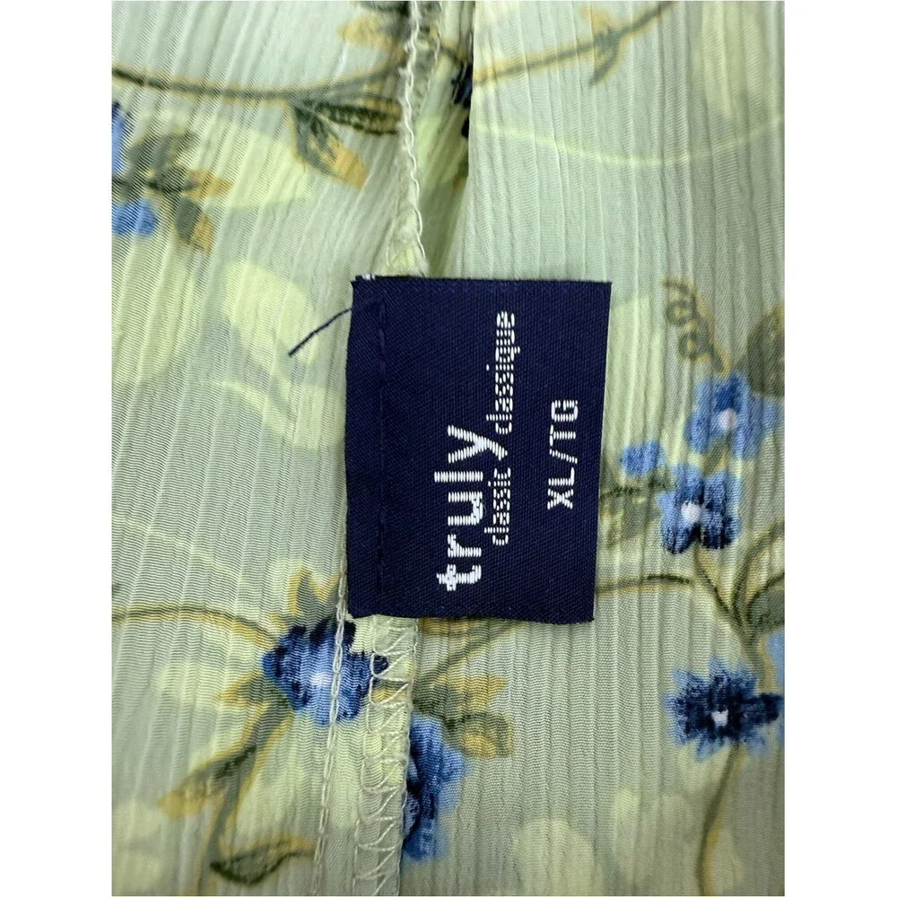 TRULY skirt midi Light Green Midi Skirt with Blue Floral Print